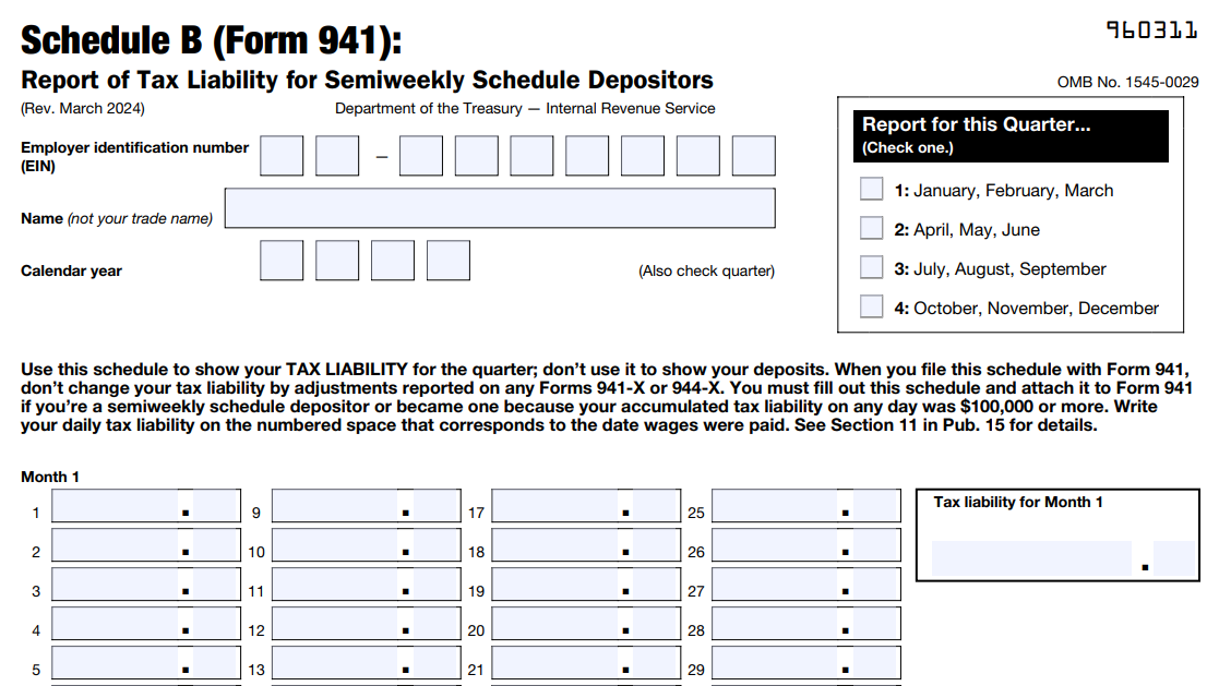 Form 941 Schedule B